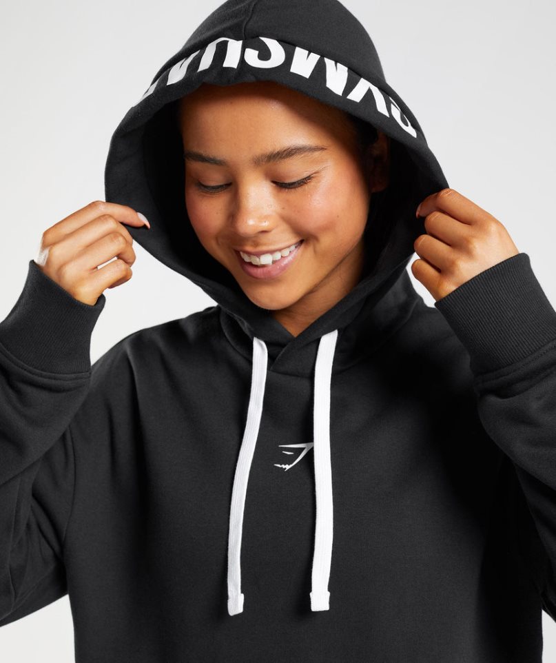 Women's Gymshark Fraction Hoodie Black | CA 386A71